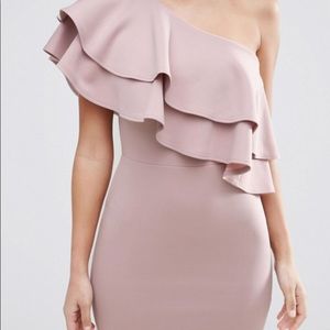 One shoulder ruffle dress in lilac